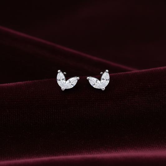 925 Silver 2 Leaf Studs- Ball back