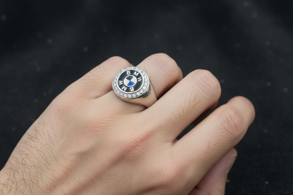 92.5 Silver BMW Men’s Ring Size 18 | Stylish Logo Design | Elegant Jewellery