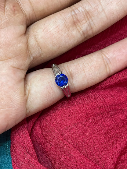 92.5 Silver Blue Stone Kids Ring | Adjustable Baby Ring for Girls & Boys | Elegant Color Design