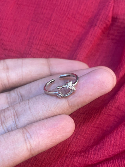 92.5 Silver Hello Kitty Toe Rings for Women & Girls | Cute Cartoon Design | Adjustable Jewellery