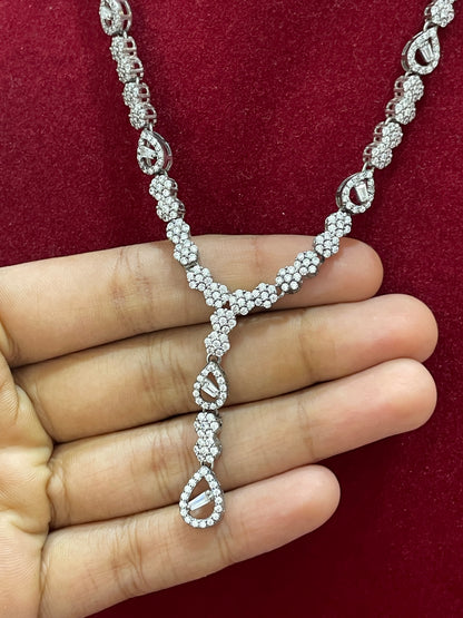 92.5 Silver White Stone Classy Necklace for Women 20 Inches | Stylish Elegant Design | Premium Jewellery