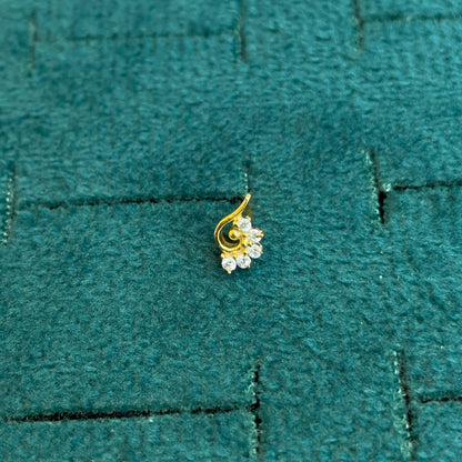 92.5 Sterling Silver Gold Plated CZ Peacock Hook Studs