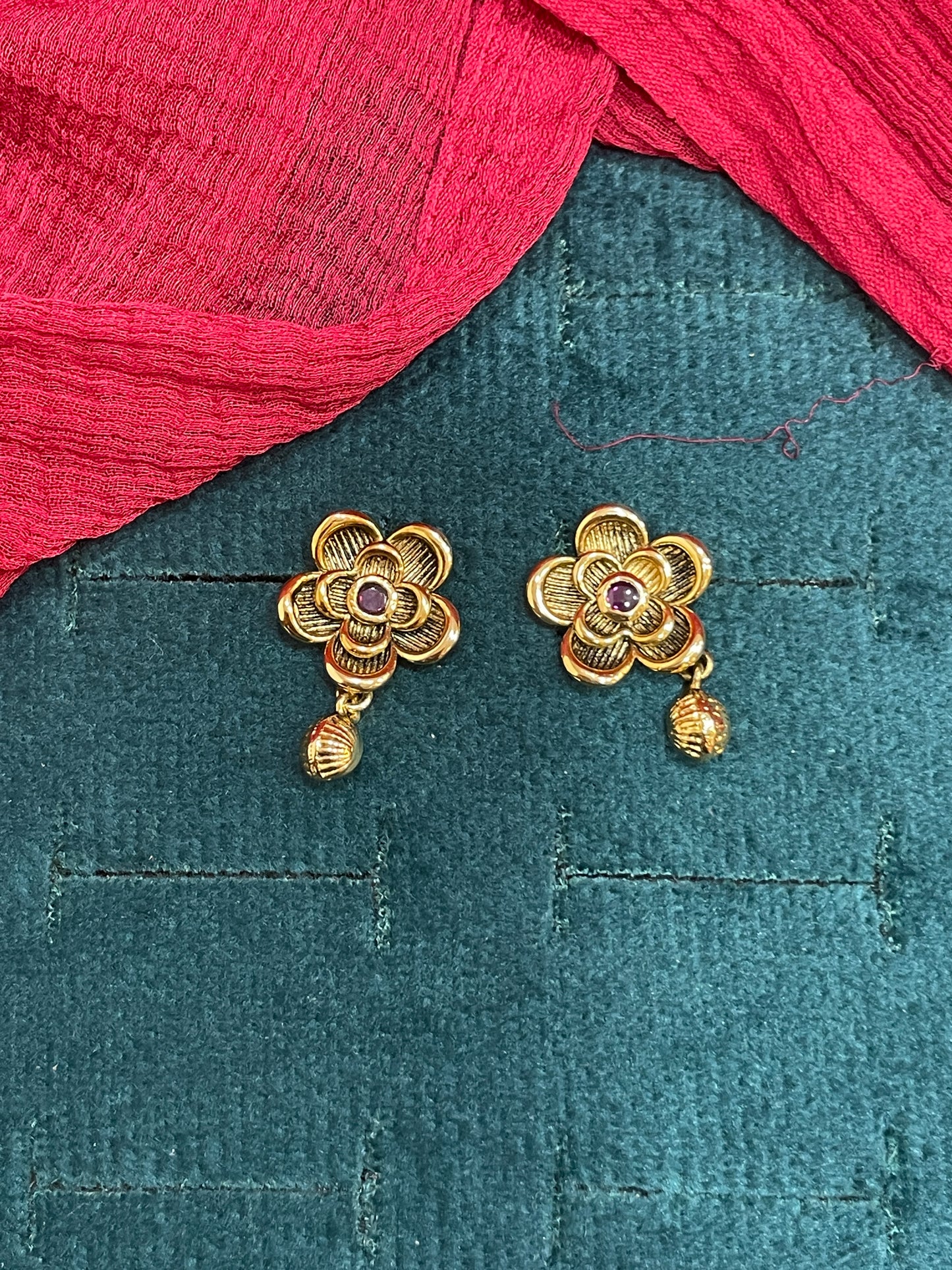 92.5 Silver Gold Plated Rose Earrings