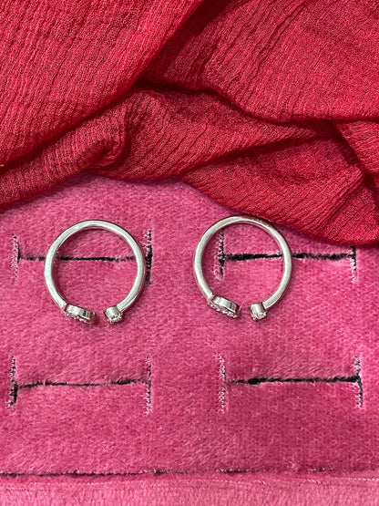 92.5 Silver Round White Stone Toe Rings | Premium Classy Design | Jewellery