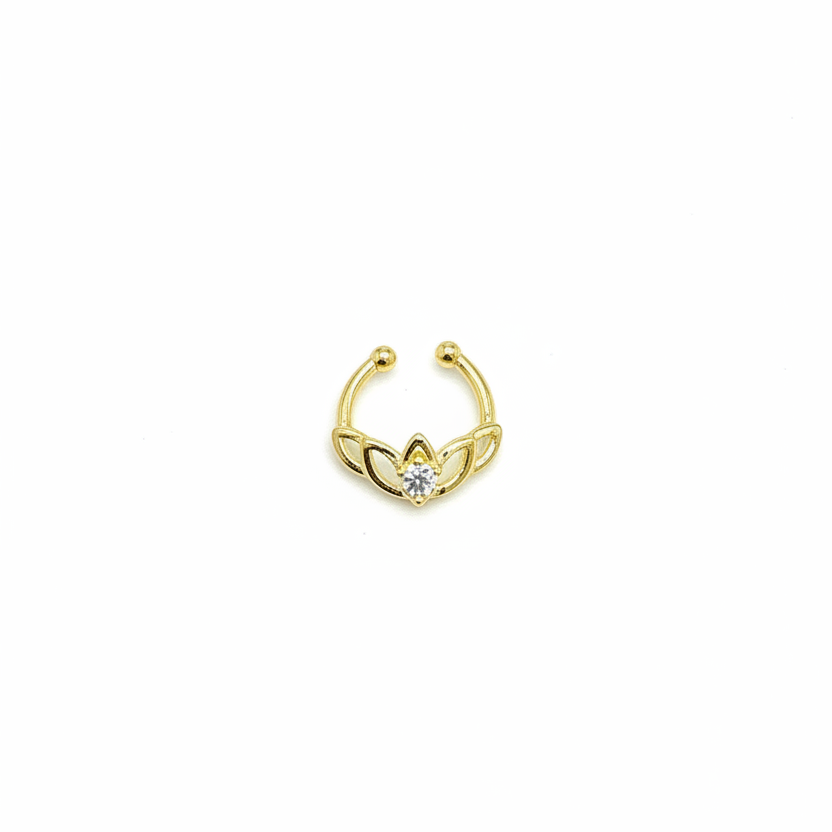 92.5 Silver Gold Plated Lotus Septum