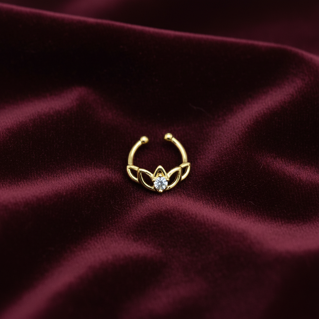 92.5 Silver Gold Plated Lotus Septum