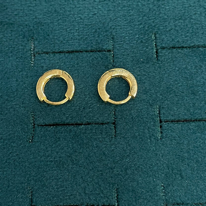 92.5 Sterling Silver Gold Plated Plain Polished Huggie Hoop Bali Earrings 8mm