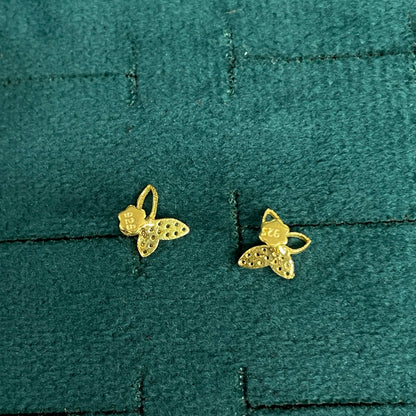 92.5 Sterling Silver Gold-Plated Butterfly Studs