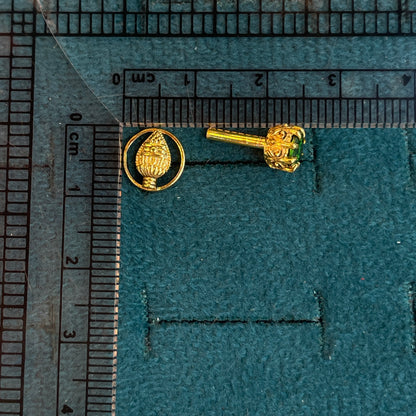 92.5 Silver Gold Plated Vel Reversible Stud Single Piece