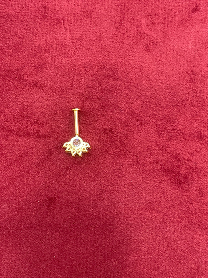 92.5 Silver Gold Plated Half Flower Bugadi - Pair