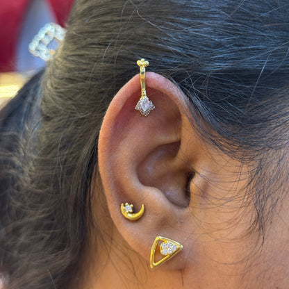 92.5 Silver Gold Plated Floral Press-On Bugadi for Women | Elegant Non-Piercing Ear Cuff | Stylish Jewellery