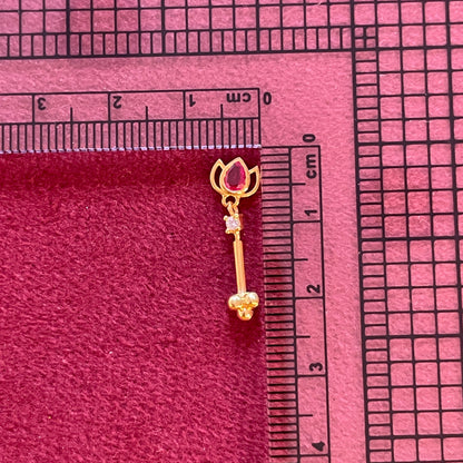 92.5 Silver Gold Plated Lotus Temple Bugadi - Pair