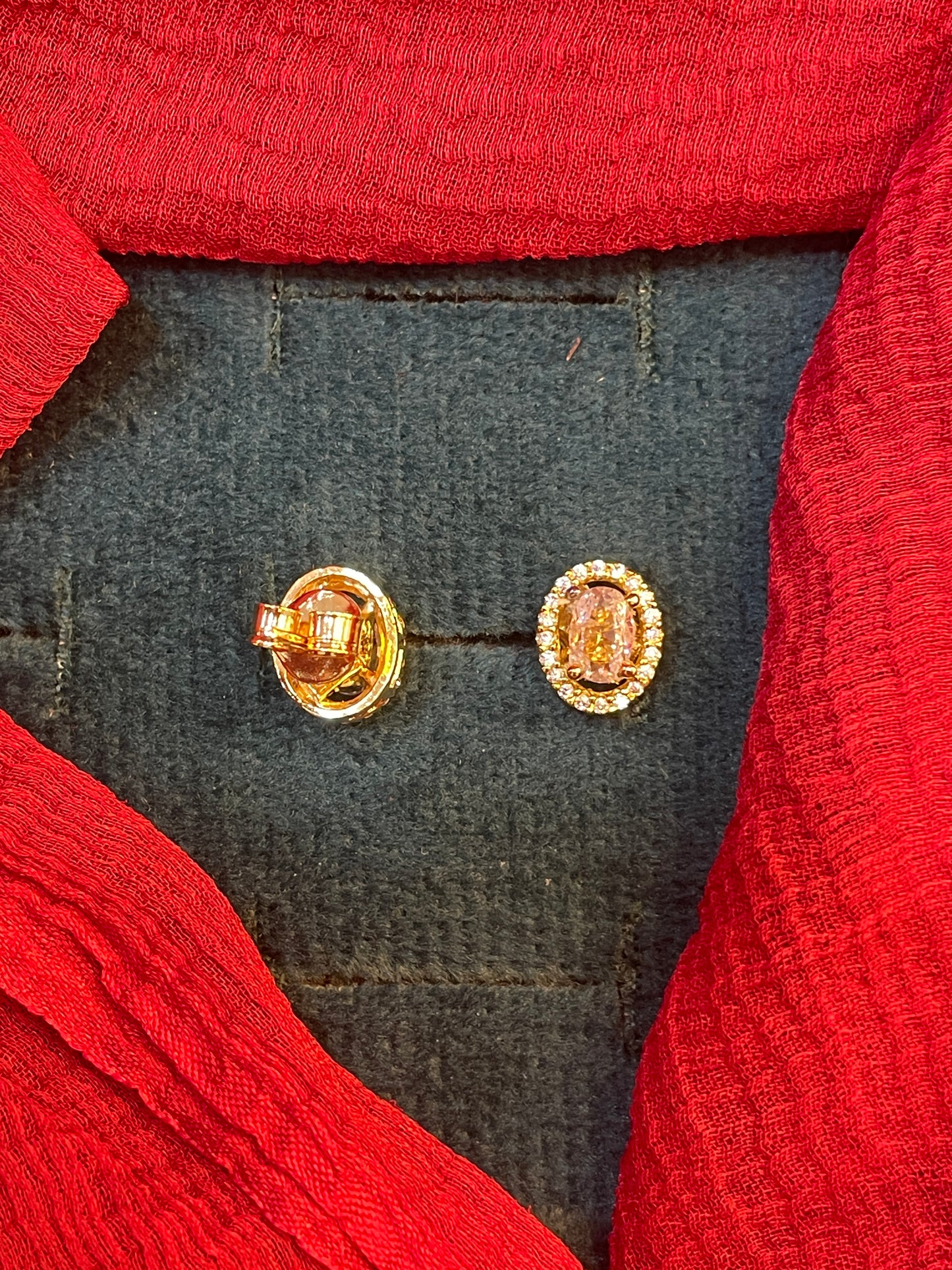 92.5 silver gold plated classy oval earrings