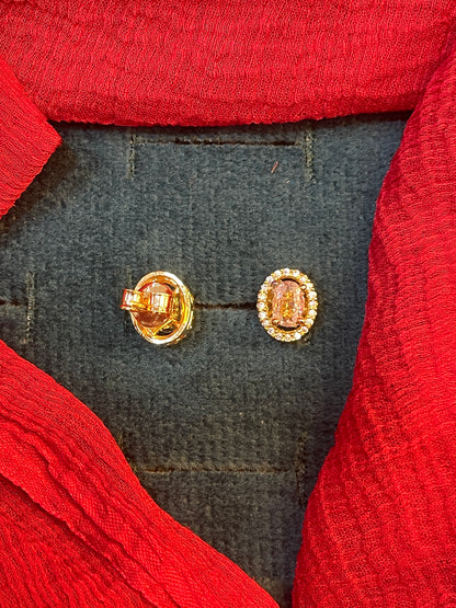 92.5 silver gold plated classy oval earrings