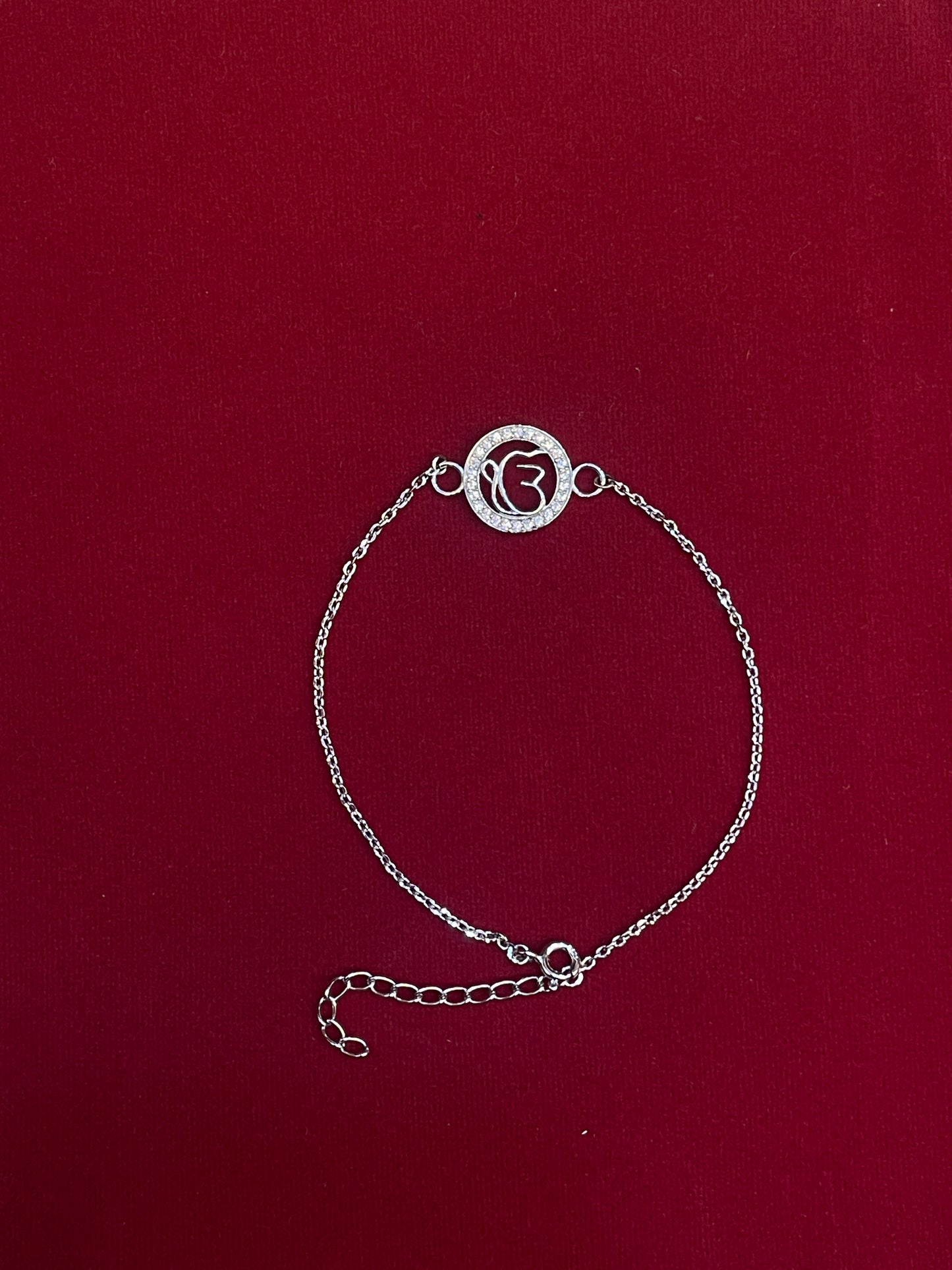 925 Sterling Silver Ik Onkar Rakhi | Stone-Studded Chain Rakhi for Raksha Bandhan