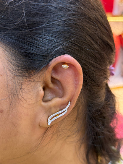 92.5 Silver Gold Plated 2-in-1 Stud & Bugadi Pair| Dual Wear Versatile Design | Jewellery