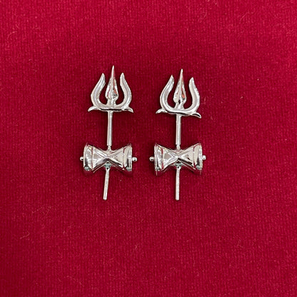 92.5 Sterling Silver Trishul Damruk Bugadi Pair