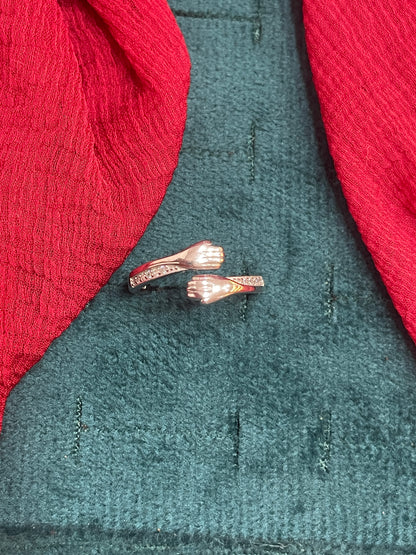 92.5 Silver Hug Ring for Women | Stylish Embrace Design | Elegant Fashion Jewellery