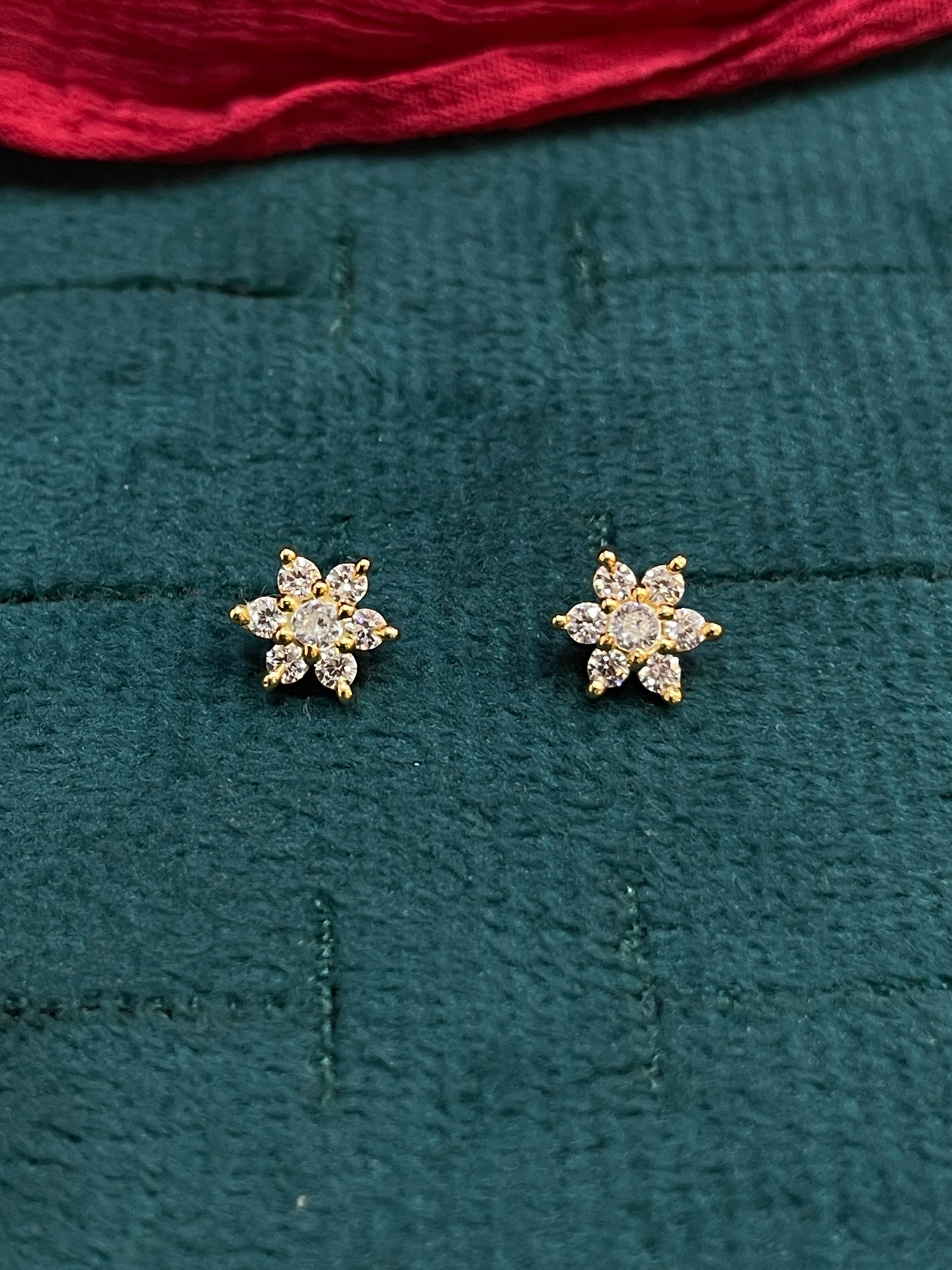 925 Sterling Silver Gold Plated Flower Stud Earrings for Women | Delicate Floral Design