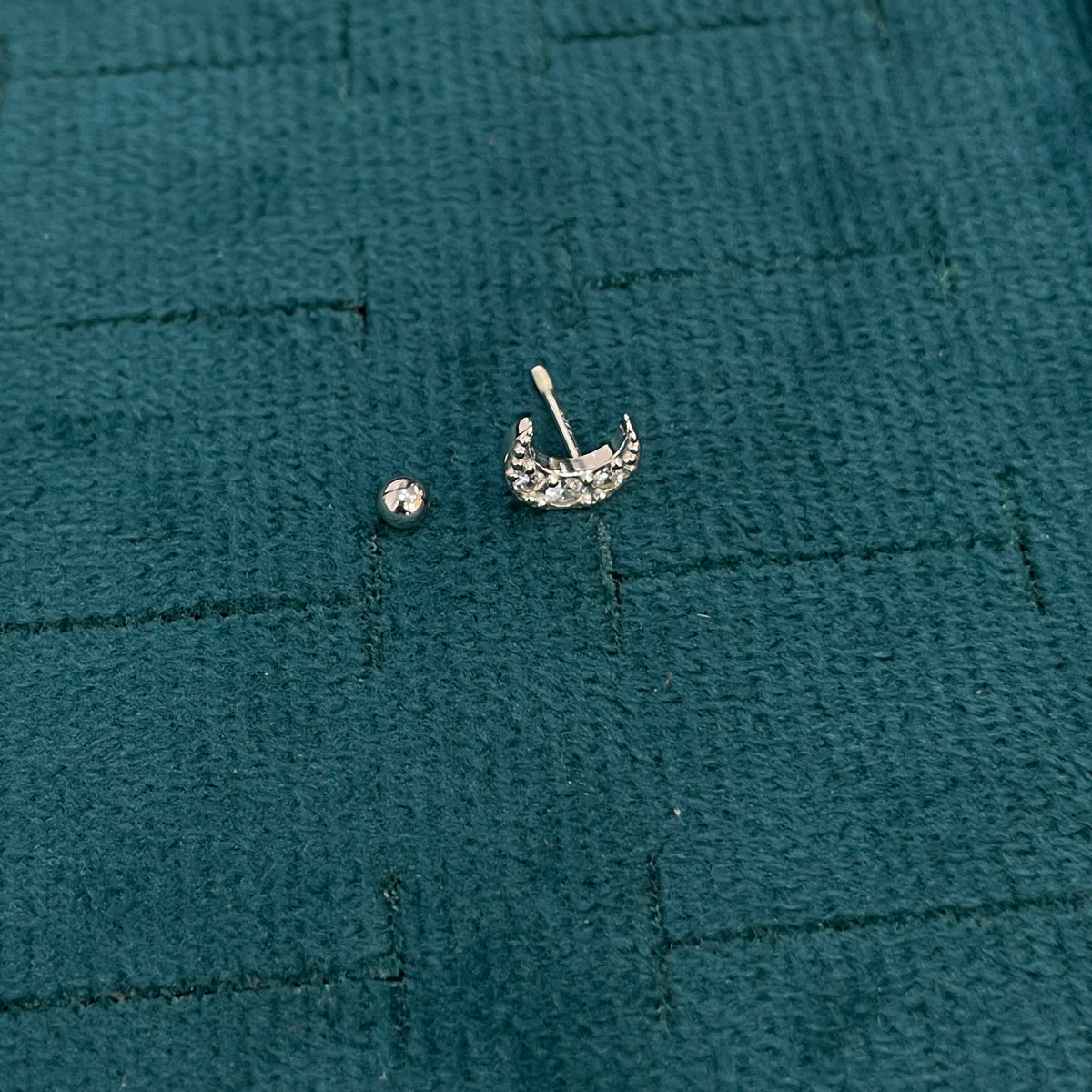 925 Silver Crescent Studs - Ball back pair