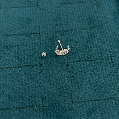 925 Silver Crescent Studs - Ball back pair