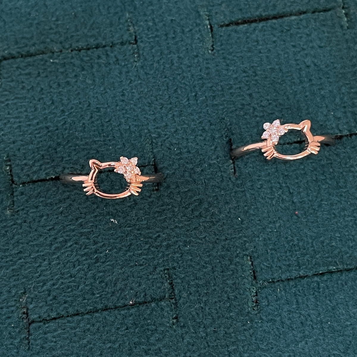 92.5 Silver Rose Gold Plated White CZ Kitty Toe Rings