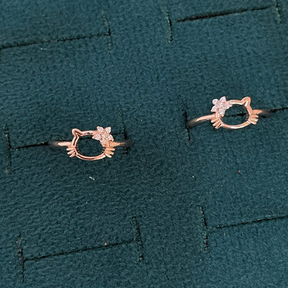 92.5 Silver Rose Gold Plated White CZ Kitty Toe Rings