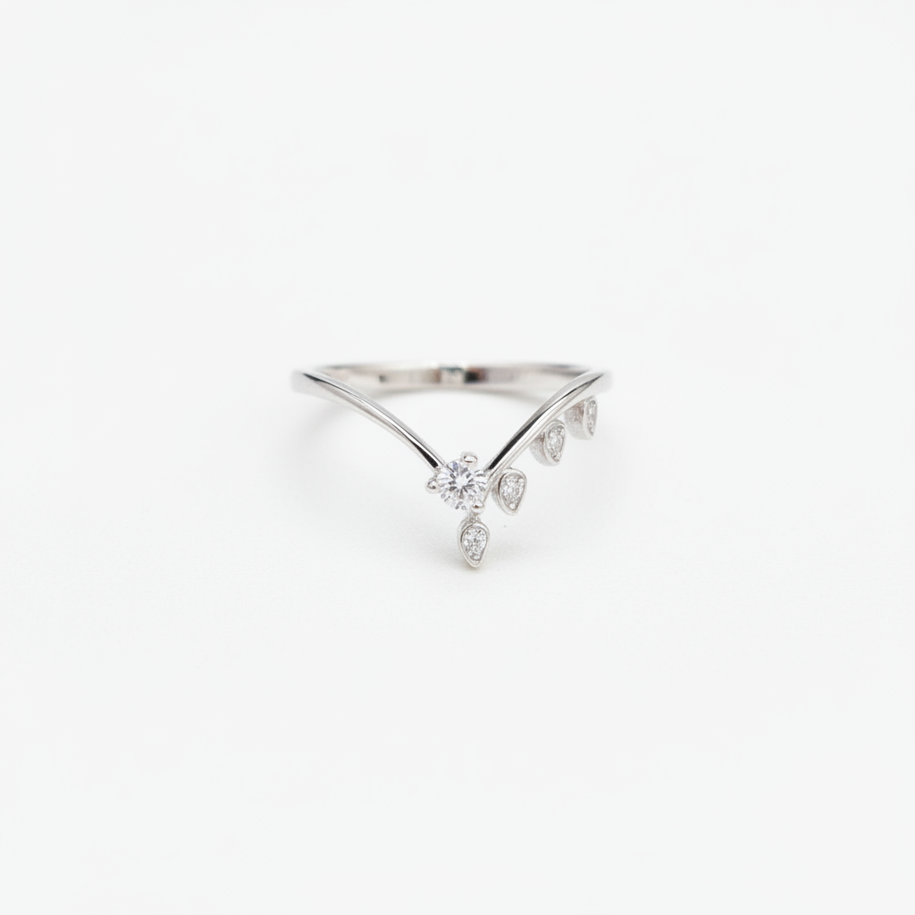 92.5 Sterling Silver Tiara Crown Finger Ring