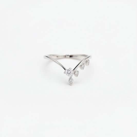 92.5 Sterling Silver Tiara Crown Finger Ring