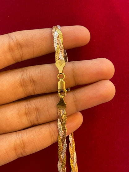 92.5 Silver Stylish 3 Tone Chain for Women 18.5 Inches | Multi Color Design | Elegant Jewellery