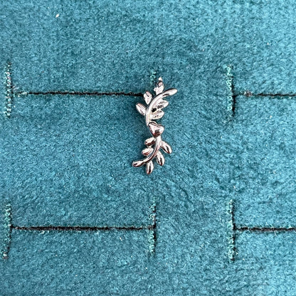 92.5 Sterling Silver Olive Branch Stud Earrings for Women pair