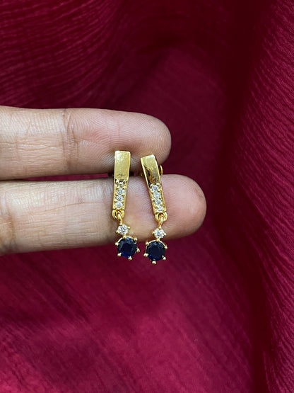 925 Silver Gold Plated Blue Drop Earrings