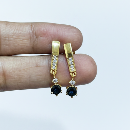 925 Silver Gold Plated Blue Drop Earrings