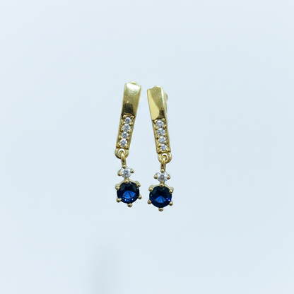 925 Silver Gold Plated Blue Drop Earrings