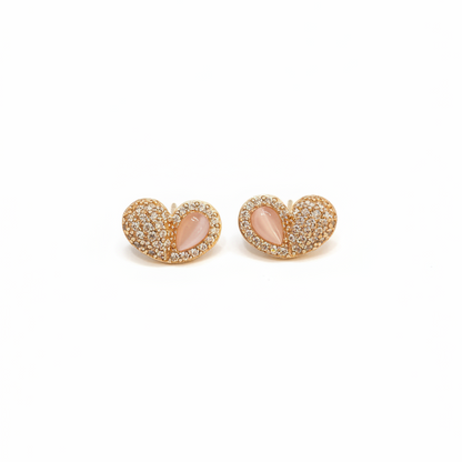 92.5 Silver Rose Gold Plated Heart Studs | Stylish Romantic Design | Elegant Jewellery