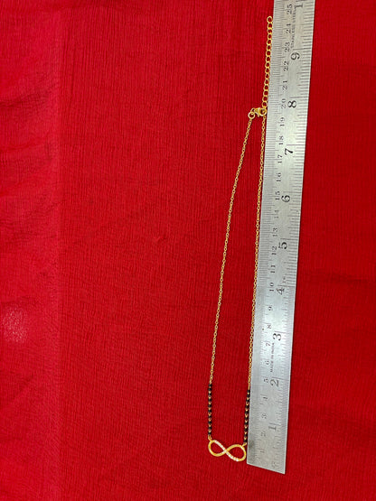 925 Silver Gold Plated Infinity Black Bead Chain