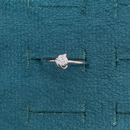 92.5 Sterling Silver Pave White CZ Tulip Flower Finger Ring
