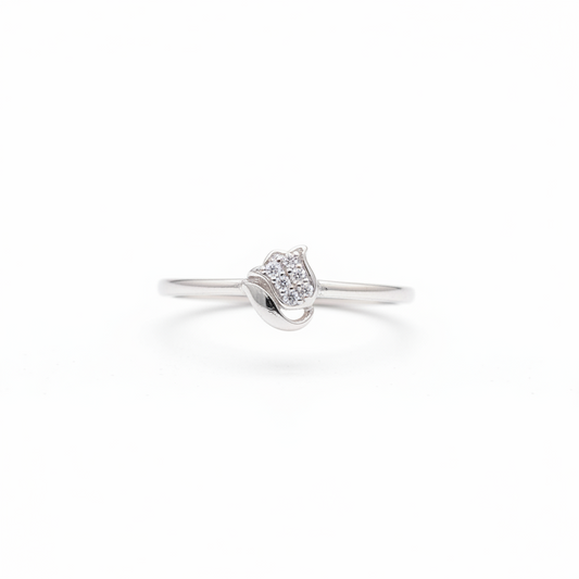 92.5 Sterling Silver Pave White CZ Tulip Flower Finger Ring