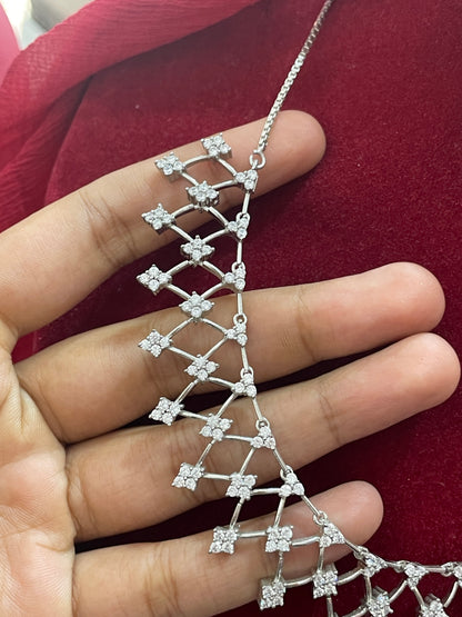 92.5 Silver Stylish Trendy Necklace for Women 17.5 Inches | Elegant Modern Design | Premium Daily Wear Jewellery