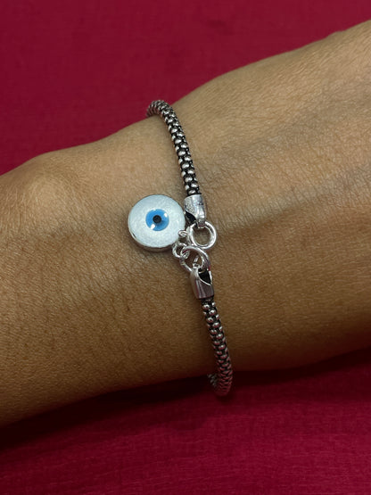 925 Silver Evil Eye Popcorn Bracelet - 7 Inch