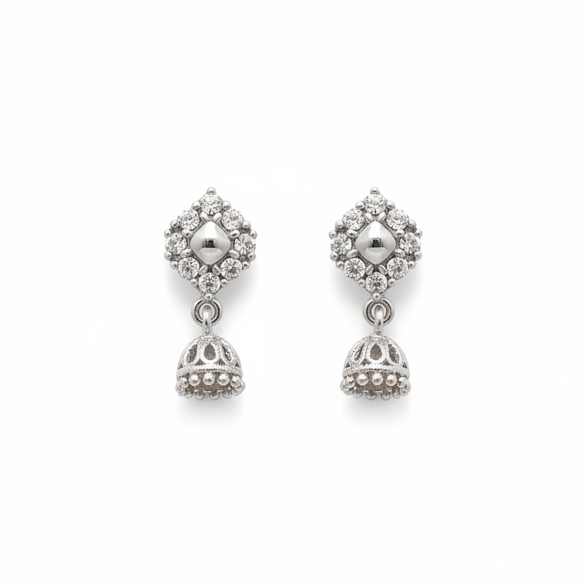 92.5 silver classy minimal jhumkas