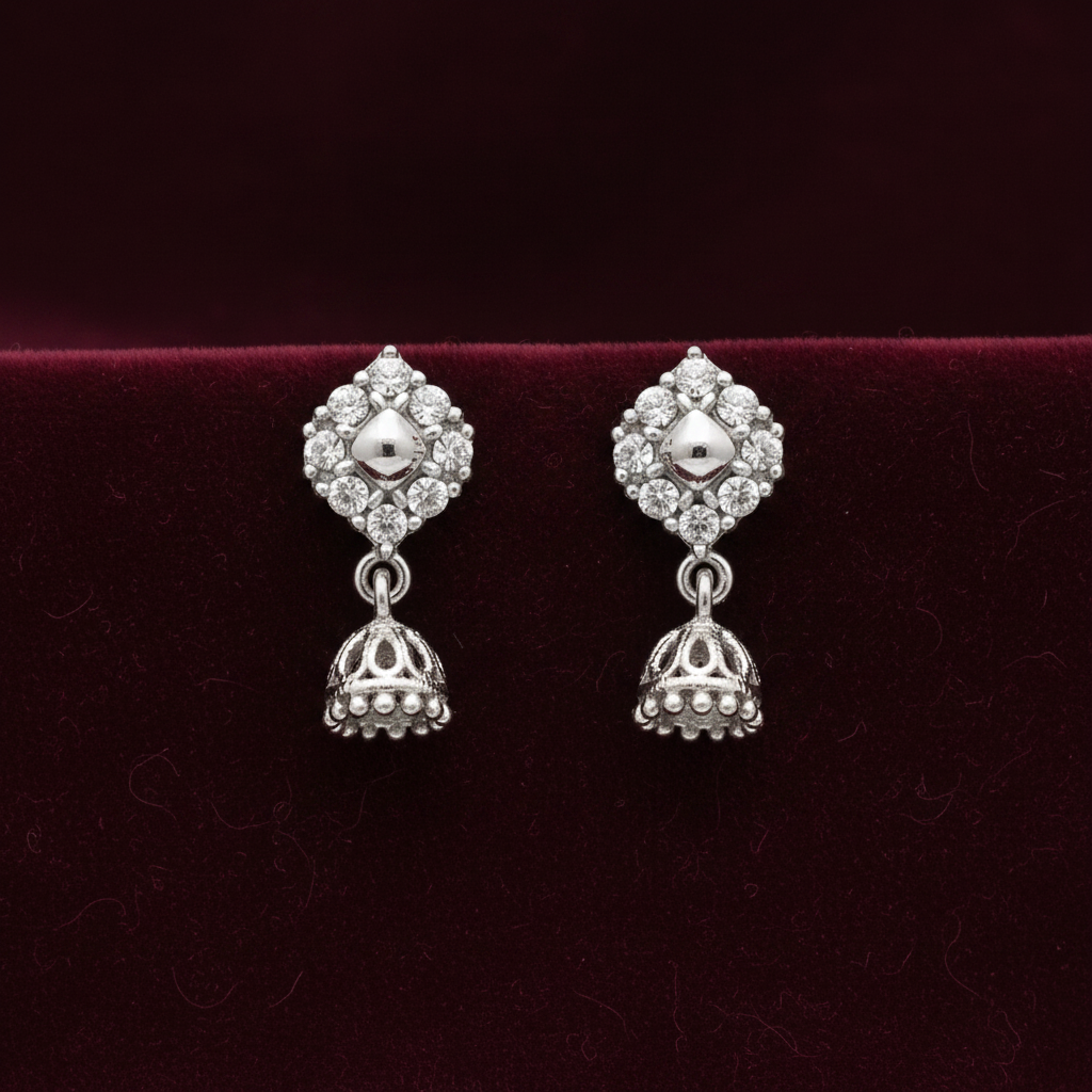 92.5 silver classy minimal jhumkas