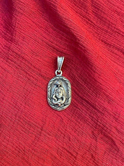 92.5 Silver Oxidised Shiva Design Pendant for Men & Women – Traditional Finish