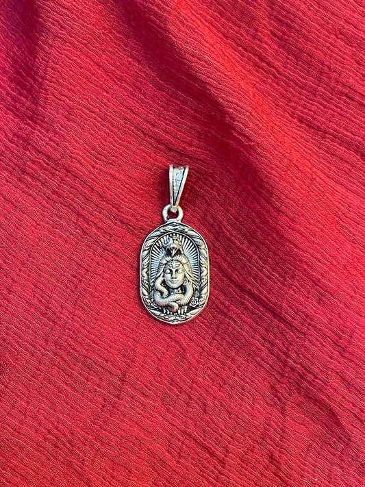 92.5 Silver Oxidised Shiva Design Pendant for Men & Women – Traditional Finish
