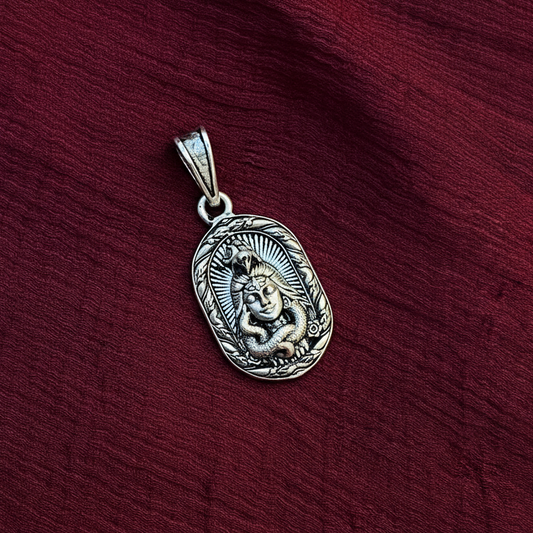 92.5 Silver Oxidised Shiva Design Pendant for Men & Women – Traditional Finish