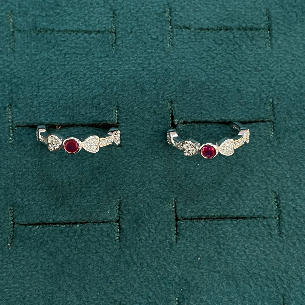 92.5 Silver Pink CZ Heart Cluster Toe Rings for Women