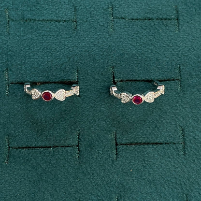 92.5 Silver Pink CZ Heart Cluster Toe Rings for Women