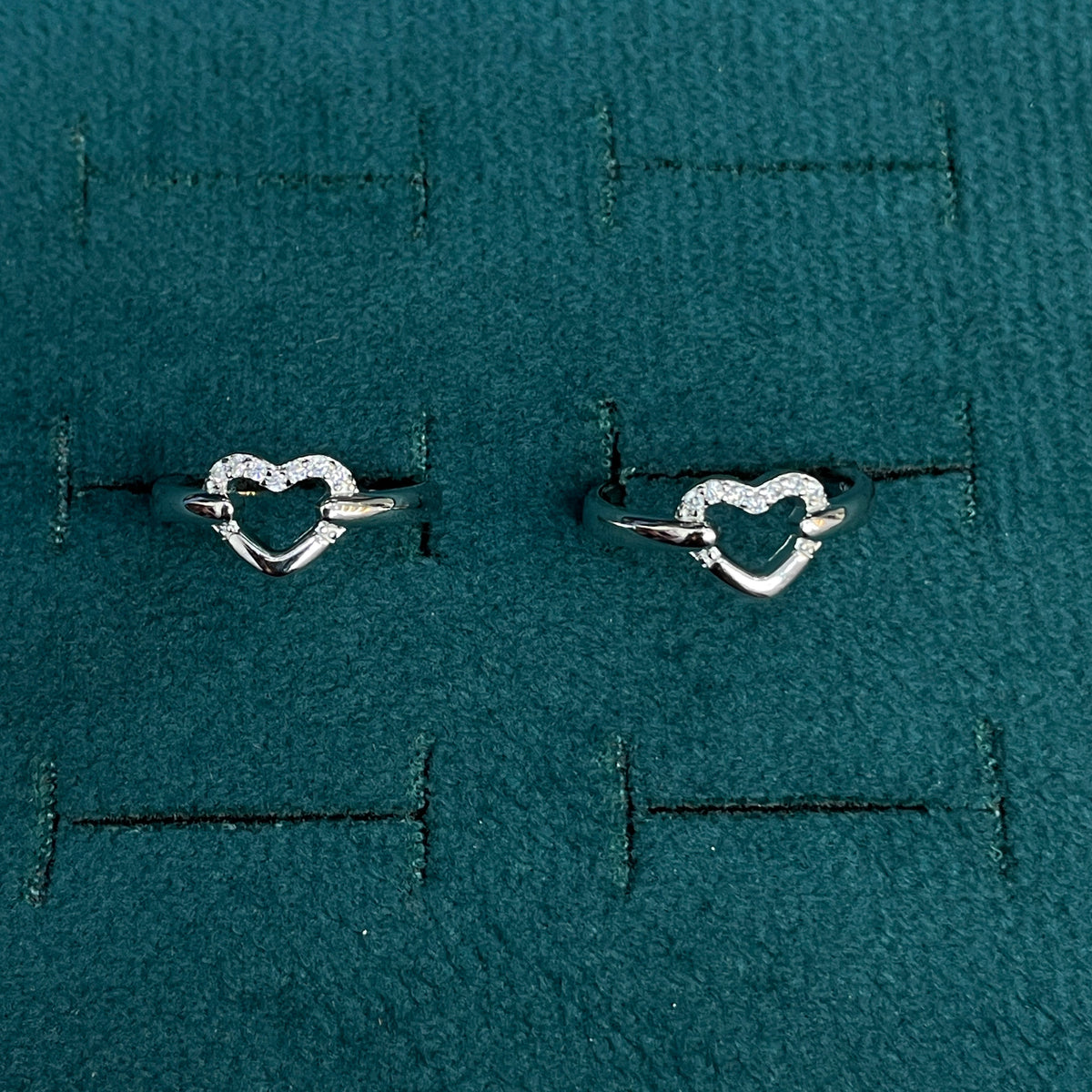 92.5 Sterling Silver CZ Open Heart Toe Rings for Women — Pair