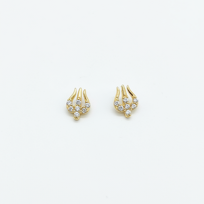925 Silver Gold Plated Trishul Studs