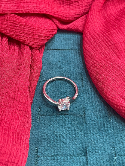 92.5 Silver White Stone Ring for Women Size 11 | Stylish Luminous Design | Elegant Fashion Jewellery